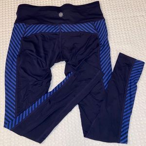 ATHLETA Size XS Leggings Navy Blue Striped Running Yoga Gym